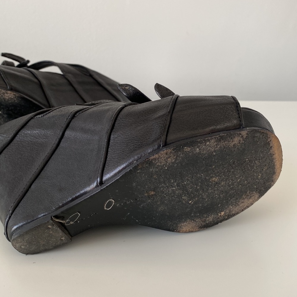 Rick Owens Spring 2011 leather knotted wedge mules sandals size 36 - Picture 14 of 17